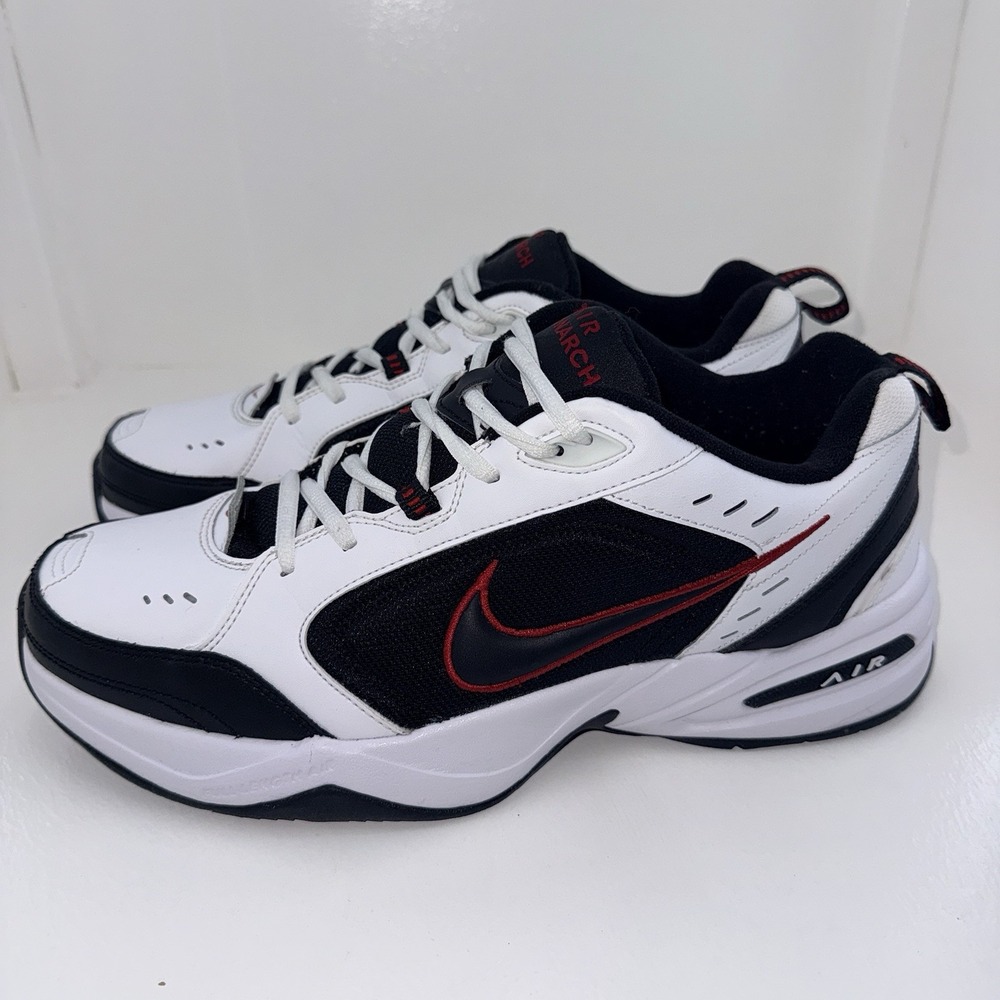 Nike Air Monarch IV 415445-101 Mens Size US 13 Running Shoes White Red Sneakers